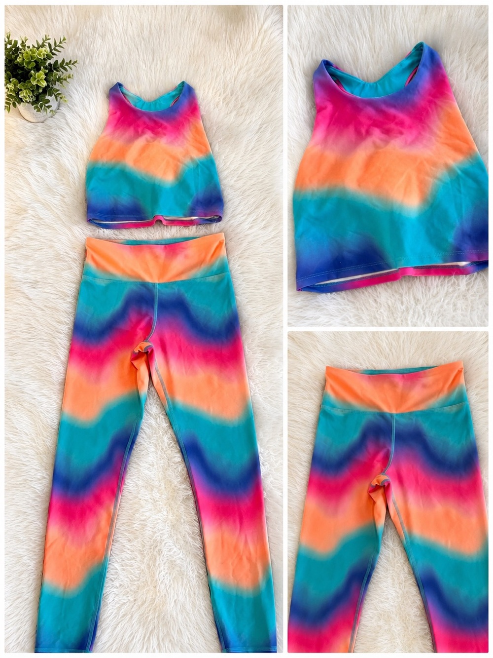 Girls' Rainbow Tie-Dye Leggings & Crop Tank Set size 14-16 XL